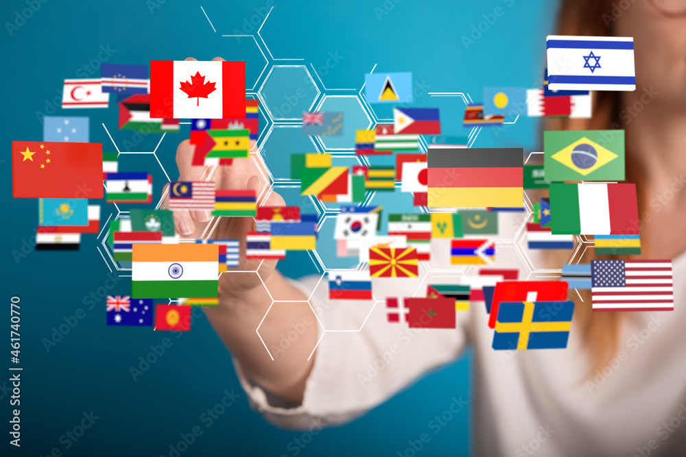 World map with all states and their flags,3d render. World map with all states and their flags,3d render.