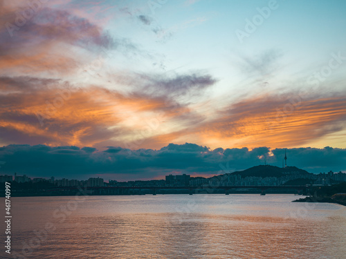sunset scenery of the Seoul