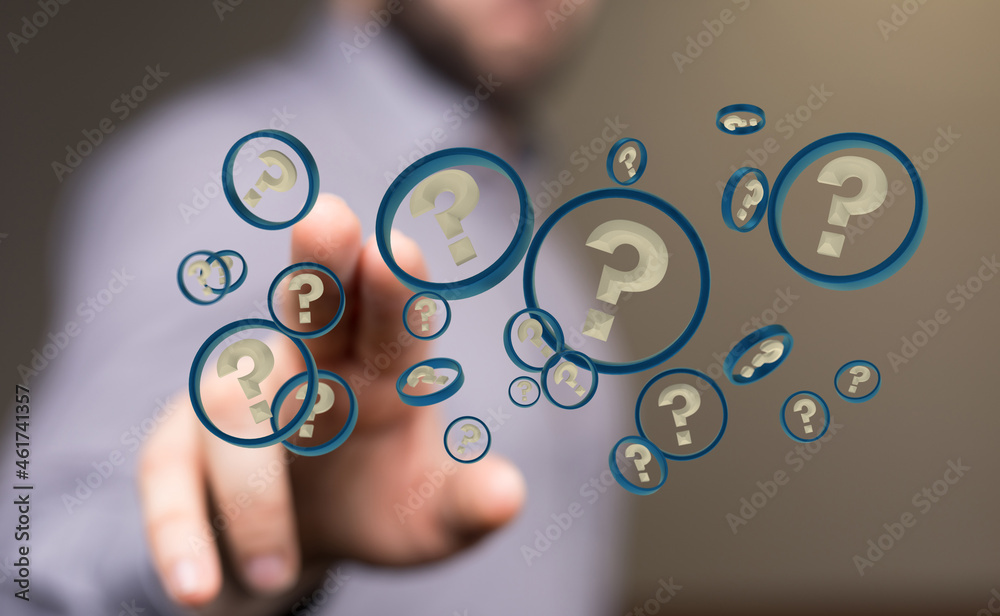 solving problem with digital question marks 3D rendering solving problem with digital question marks 3D rendering