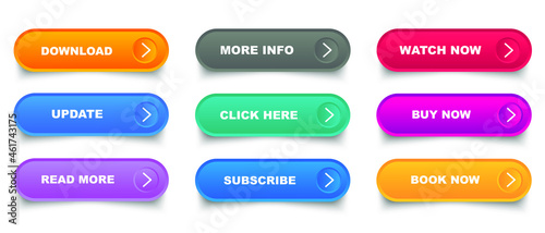 Button set for website design. Click the gradient button for decorating the program to look modern.