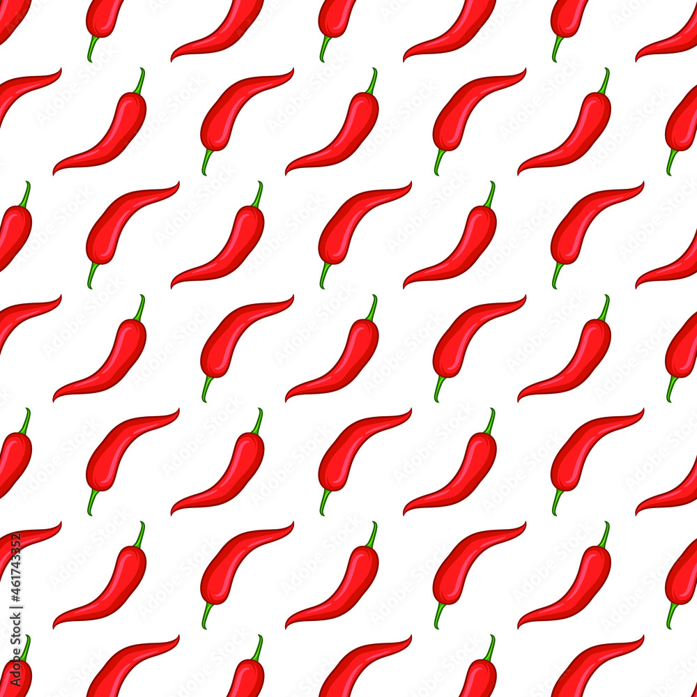 Red chili hand drawn vector seamless pattern