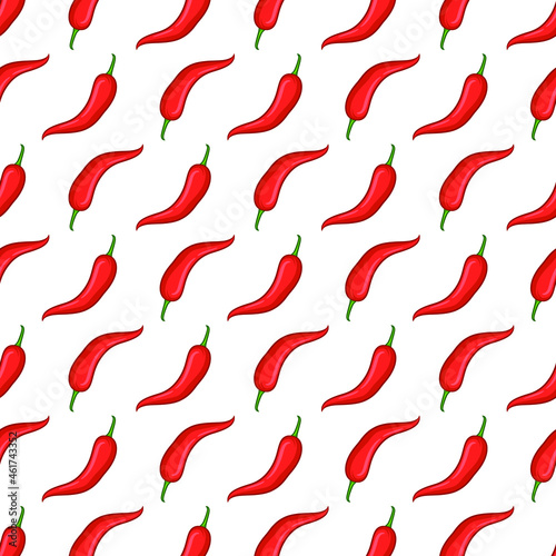 Red chili hand drawn vector seamless pattern