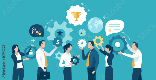 Teamwork. Idea. Cooperation. Brainstorming. Business vector illustration.
