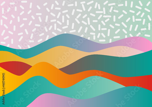Vectores. Fondo de ondas de colores y marcas geométricas; ilustración abstracta con degradados de colores