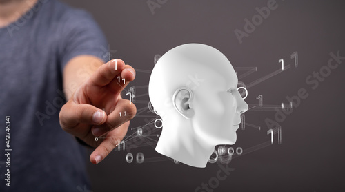 Silhouette of a 3d human head