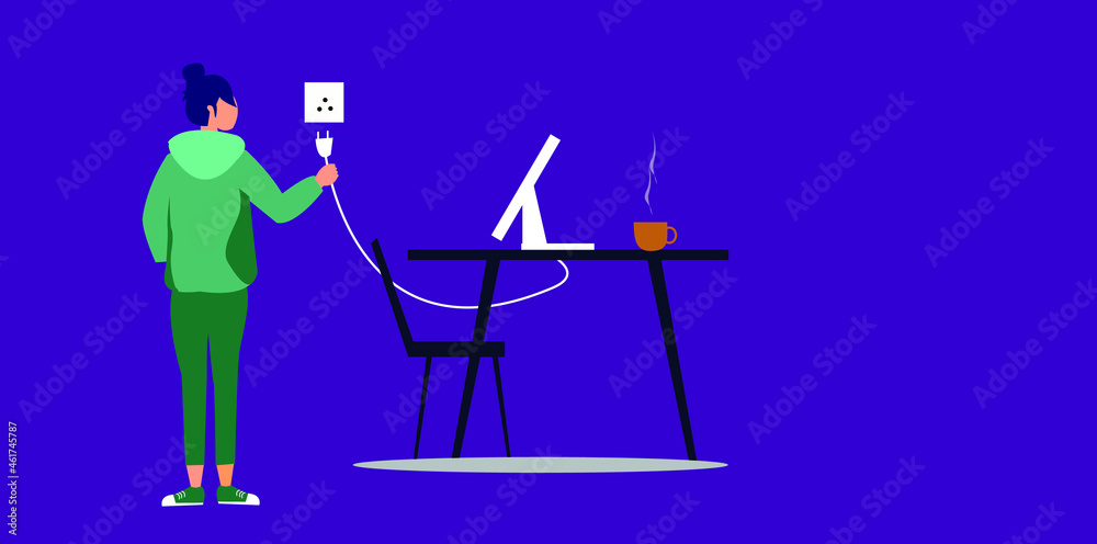 Fototapeta premium 2d illustration work from home