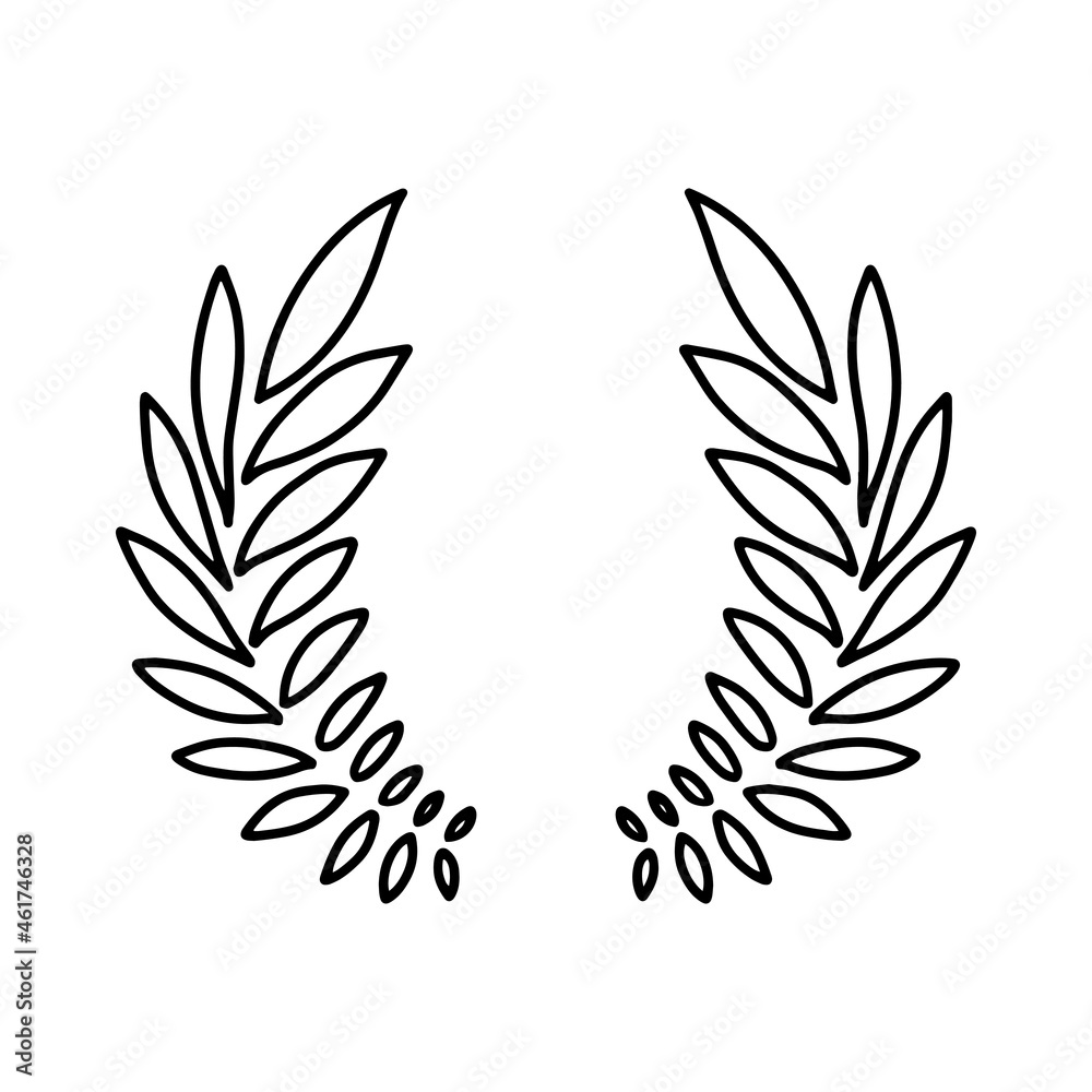 Laurel Wreath Vector Hand Drawn Laurel Wreath Isolated On White Background Doodle Style