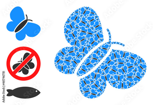 Itself fractal composition butterfly. Vector butterfly composition is constructed from repeating itself butterfly items. Flat illustration. photo