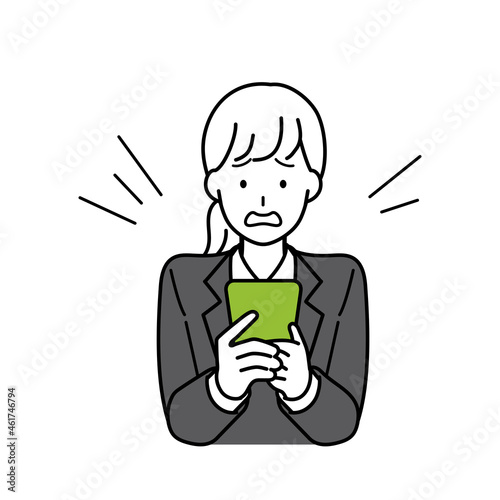 Illustration of a woman shocked by email.