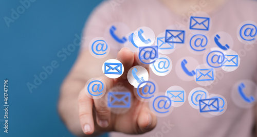 Wallpaper Mural  hand using mobile smartphone with email icon, Email concept, copy space Torontodigital.ca