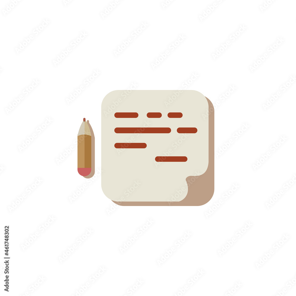 pencil with paper clipart on white background. pencil with paper flat icon. pencil with paper clipart on white background. pencil with paper flat icon.