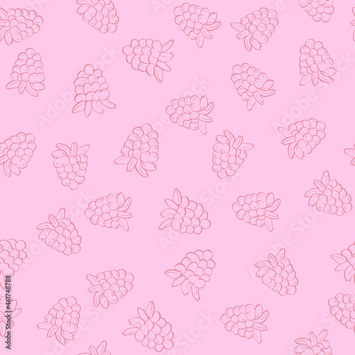 Seamless pattern with raspberries in a linear fashion