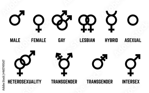 Gender symbols set. Gender icons isolated on white