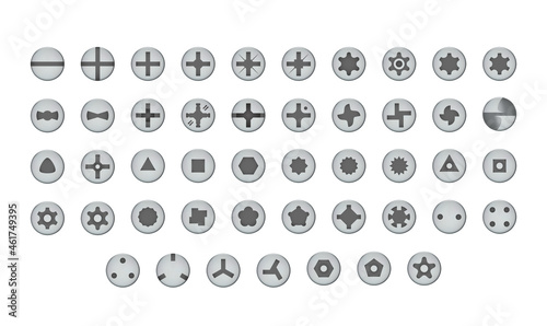 Screw Drive Types of Screws Icon Set