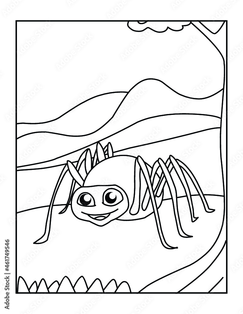 Printable Spider Coloring Pages For Kids Stock Vector | Adobe Stock