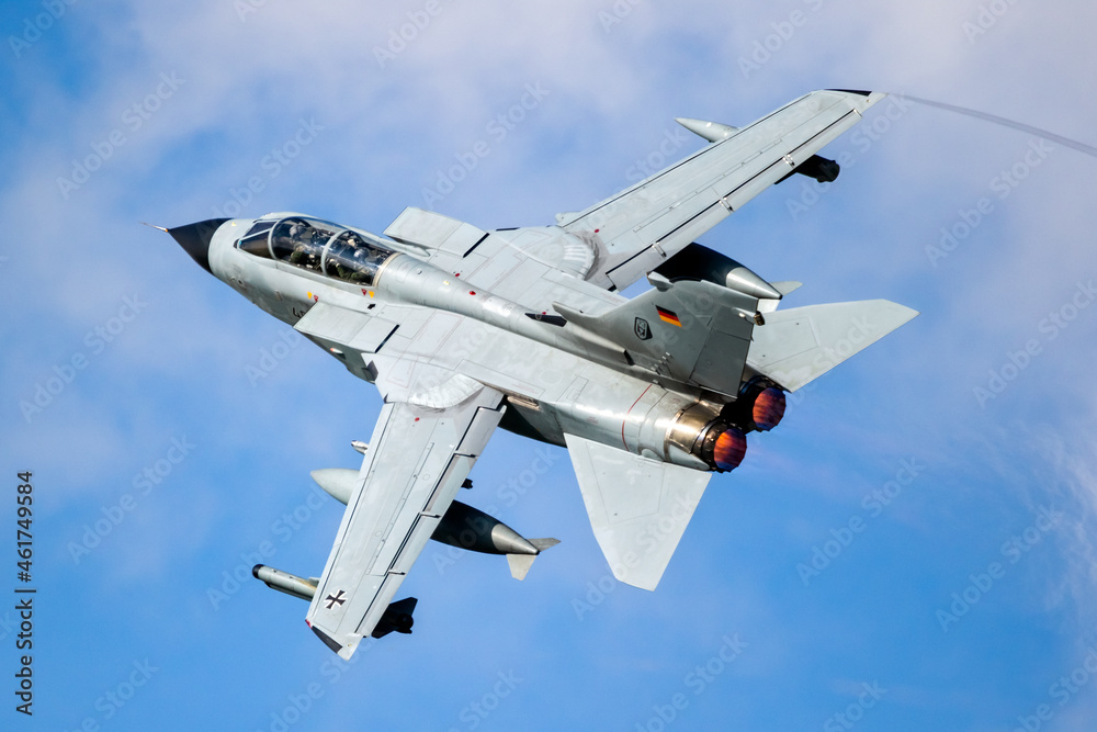 German Air Force Panavia Tornado bomber jet from TLG-33 Buchel taking off  from Leeuwarden Air Base. October 7, 2021 Stock Photo | Adobe Stock