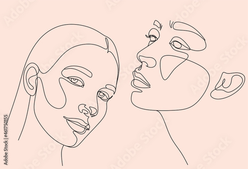 Woman line art portrait. Woman Line Drawing. Surreal Minimalist Art. Beauty Salon logotype. Beauty Face minimal illustration