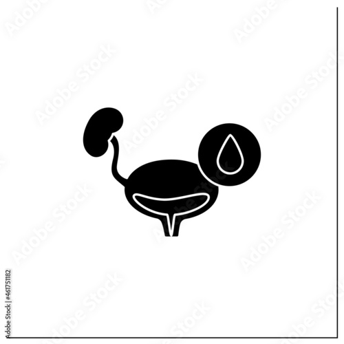 Urinary incontinence glyph icon. Involuntary urine leakage.Control over urinary lost or weakened. Urologic problem.Women health concept.Filled flat sign. Isolated silhouette vector illustration