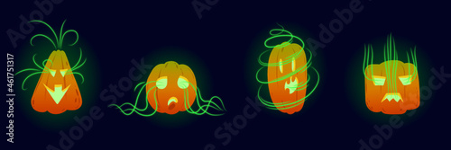 Halloween pumpkins set