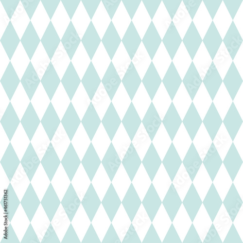 White seamless pattern with pastel blue rhombuses.