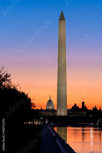 United States capital building at sunrise.  