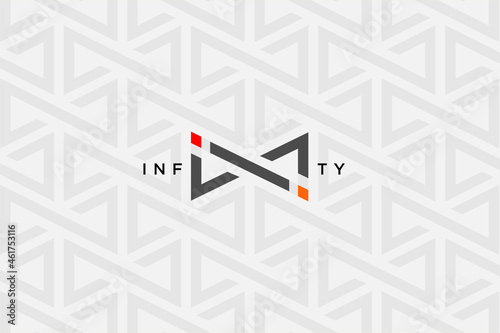 infinity symbol logo design , logotype letter I N in form of infinity symbol isolated on with infinity pattern background