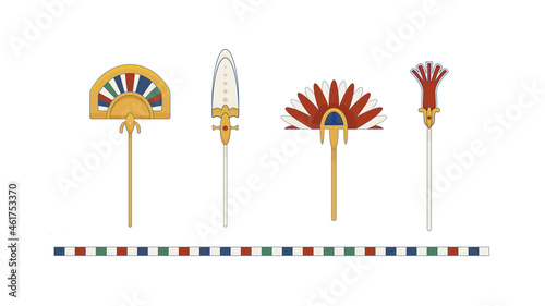 Egypt color fan set. Egypt ornamental fan composition, ornamental element of Ancient Egypt.