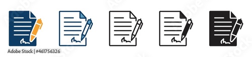 signature icon set. pen signing a contract in different style. business management. vector illustration