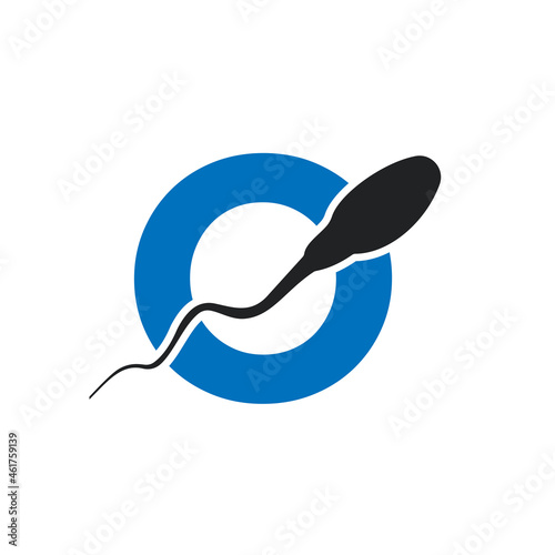 Sperm, Egg Cell Logo On Letter O Template. Sperm Bank Medical Logo. Sperm Logo Vector Icon