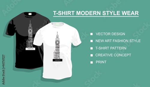 Original collection, typography, vector design, new art fashion style print Big Ben, creative concept, t-shirt pattern. Your photo.