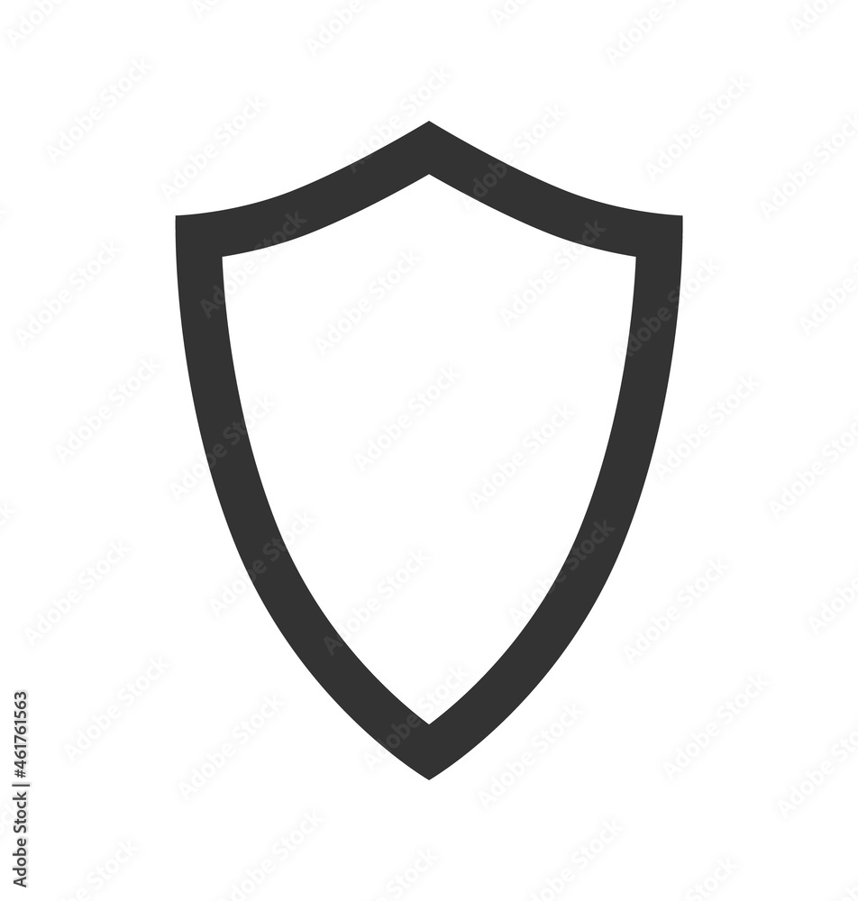 Silhouette of a protective shield in a simple style isolated on a white background. Vector illustration Silhouette of a protective shield in a simple style isolated on a white background. Vector illustration