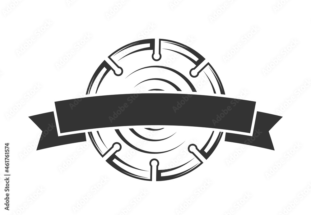 Circular saw with a ribbon isolated on a white background. Vector illustration Circular saw with a ribbon isolated on a white background. Vector illustration