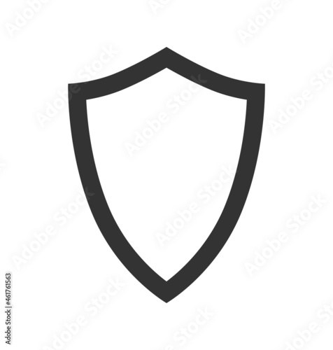 Silhouette of a protective shield in a simple style isolated on a white background. Vector illustration