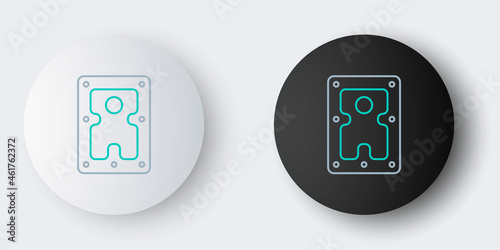 Line Hard disk drive HDD icon isolated on grey background. Colorful outline concept. Vector