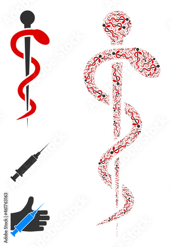 Картината върху платно Itself recursive collage medical snake
