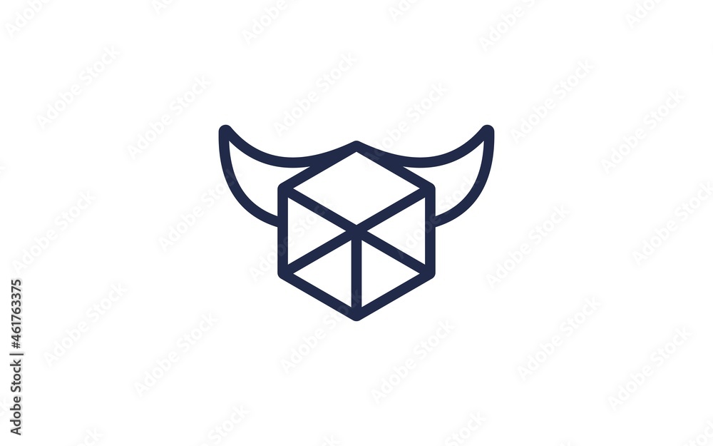 Buffalo horn geometric .abstract logo.vector illustration.
