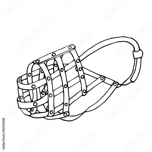 Vector illustration of a muzzle for dogs. Isolated muzzle object in doodle style.