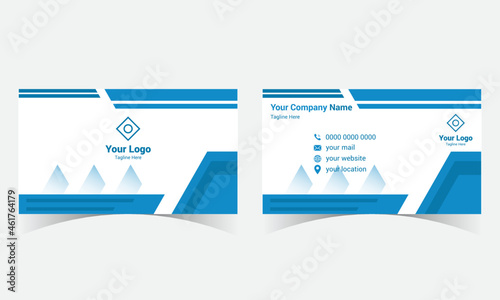 Blue corporate business card vector image. Simple and Modern Business Card.