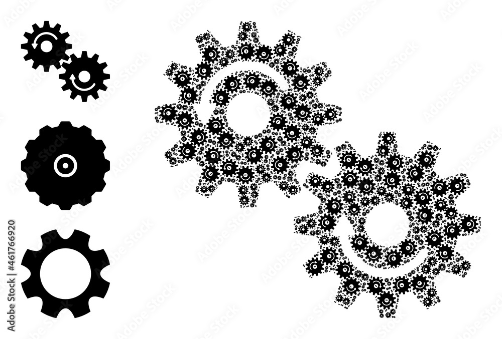 Itself fractal mosaic gears rotation. Vector gears rotation fractal is formed from random itself gears rotation icons. Abstract illustration. Itself fractal mosaic gears rotation. Vector gears rotation fractal is formed from random itself gears rotation icons. Abstract illustration.