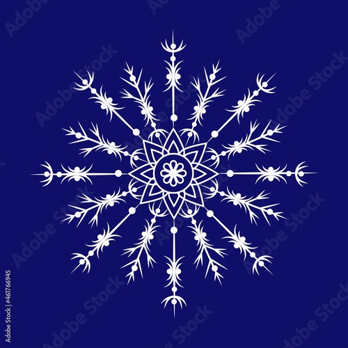 Vector snowflake icon on a blue background.