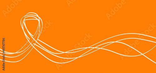 Orange ribbon awareness month. World Kidney Day and symbol of leukemia, RSD, ADHD and animal abuse concept. Cancer pictogram. Flat vector. Healthcare and medicine concept. 