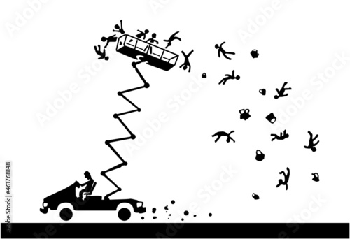 Car High Platform Drop Cartoon