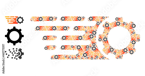 Itself recursion composition rush gear. Vector rush gear collage is designed with randomized itself rush gear elements. Flat design.