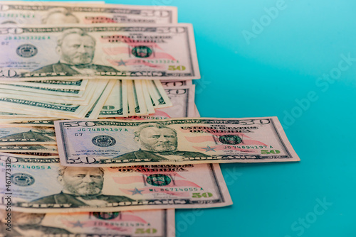 American dollar banknotes close up. Americans dollars macro shooting. Inflation concept.