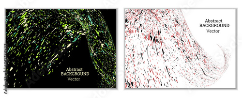 Multicolored paint splashes, smears, dust particles and debris are carried by the wind. A set of two templates. Design template for the design of banners, posters, booklets, covers, magazines. EPS 10