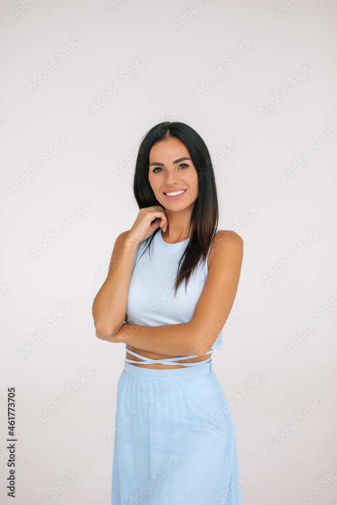 Portrait of happy young beautiful woman, isolated over white background Portrait of happy young beautiful woman, isolated over white background