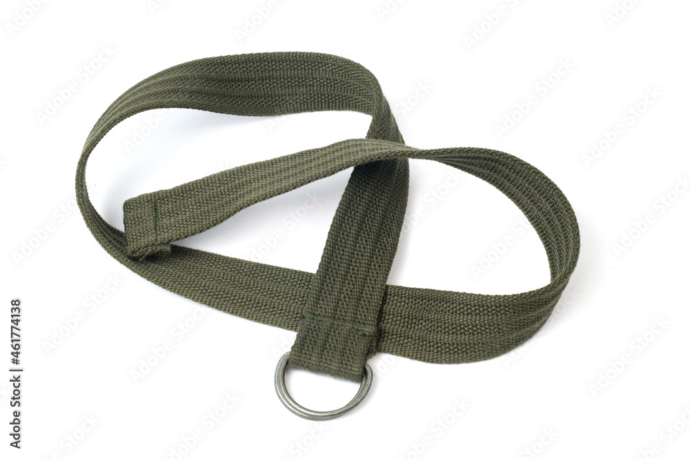 Textile khaki color belt isolated on white background Textile khaki color belt isolated on white background