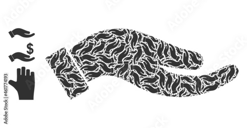 Itself fractal composition petition palm. Vector petition palm composition is done with randomized itself petition palm elements. Flat illustration.