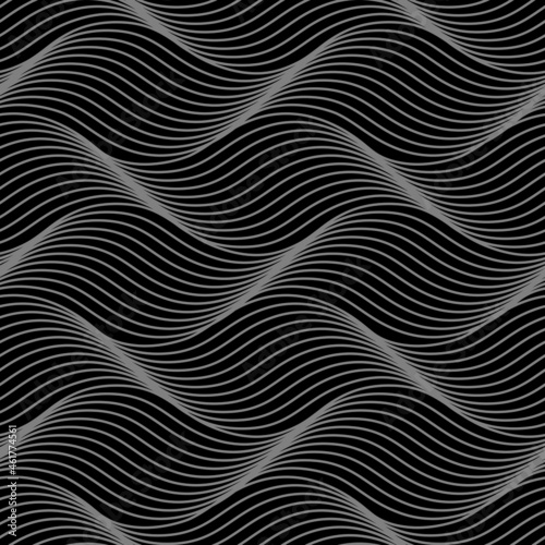 Monochrome wavy lines seamless pattern. Vector abstract striped background. © Vadym