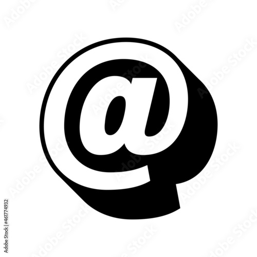 Email Icon Vector. Trendy Retro Style 3D @ Email Symbol Isolated on White Background. photo